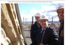Nuestro asociado Cabero, recibe la visita del delegado de la Junta en las obras de restauración de la iglesia de Santiago Apóstol de Cigales